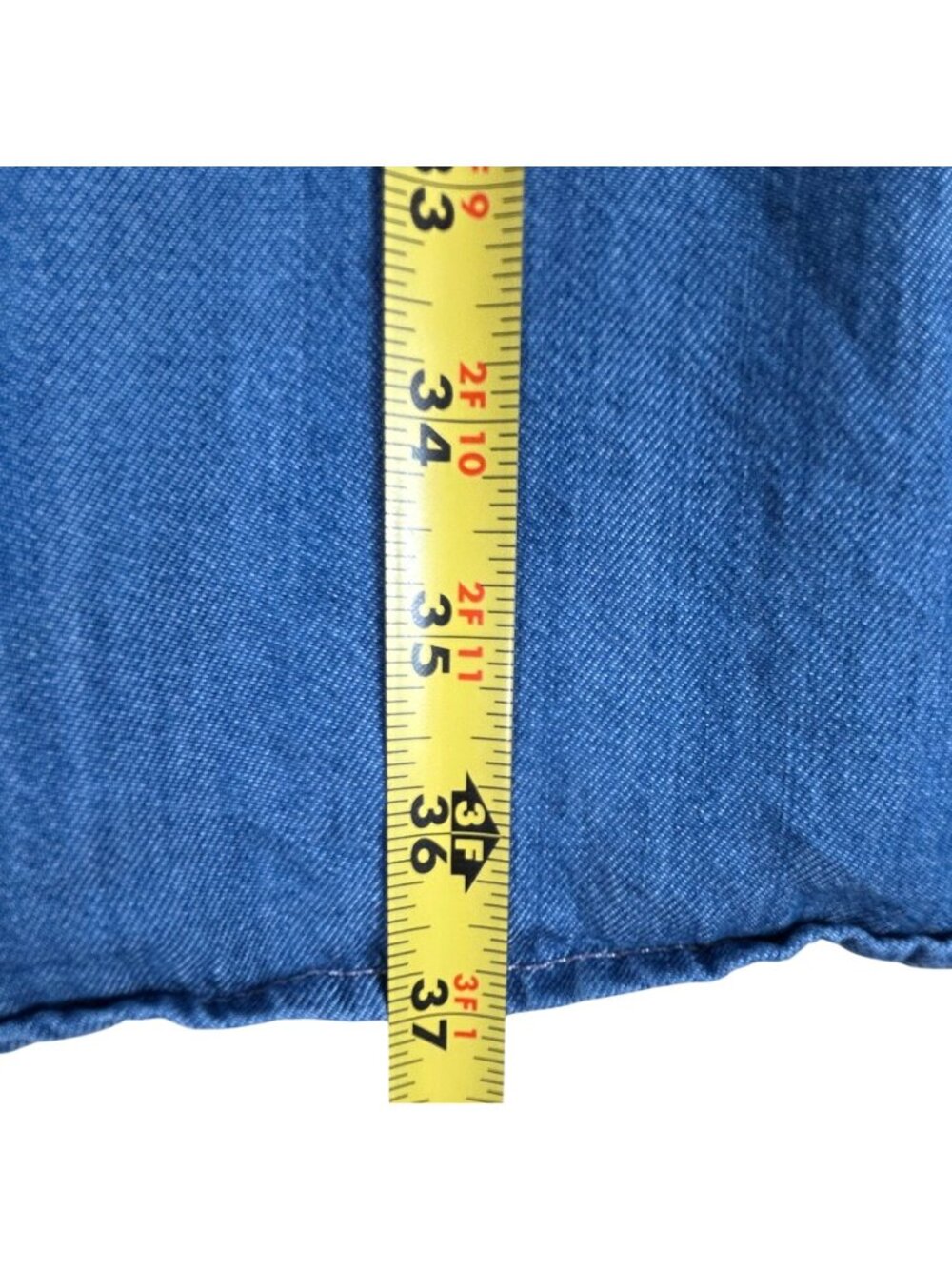 NEW Levis Blue Denim Short Sleeve Dress 2X Western Mini Flutter Sleeve Stretch - Picture 7 of 13